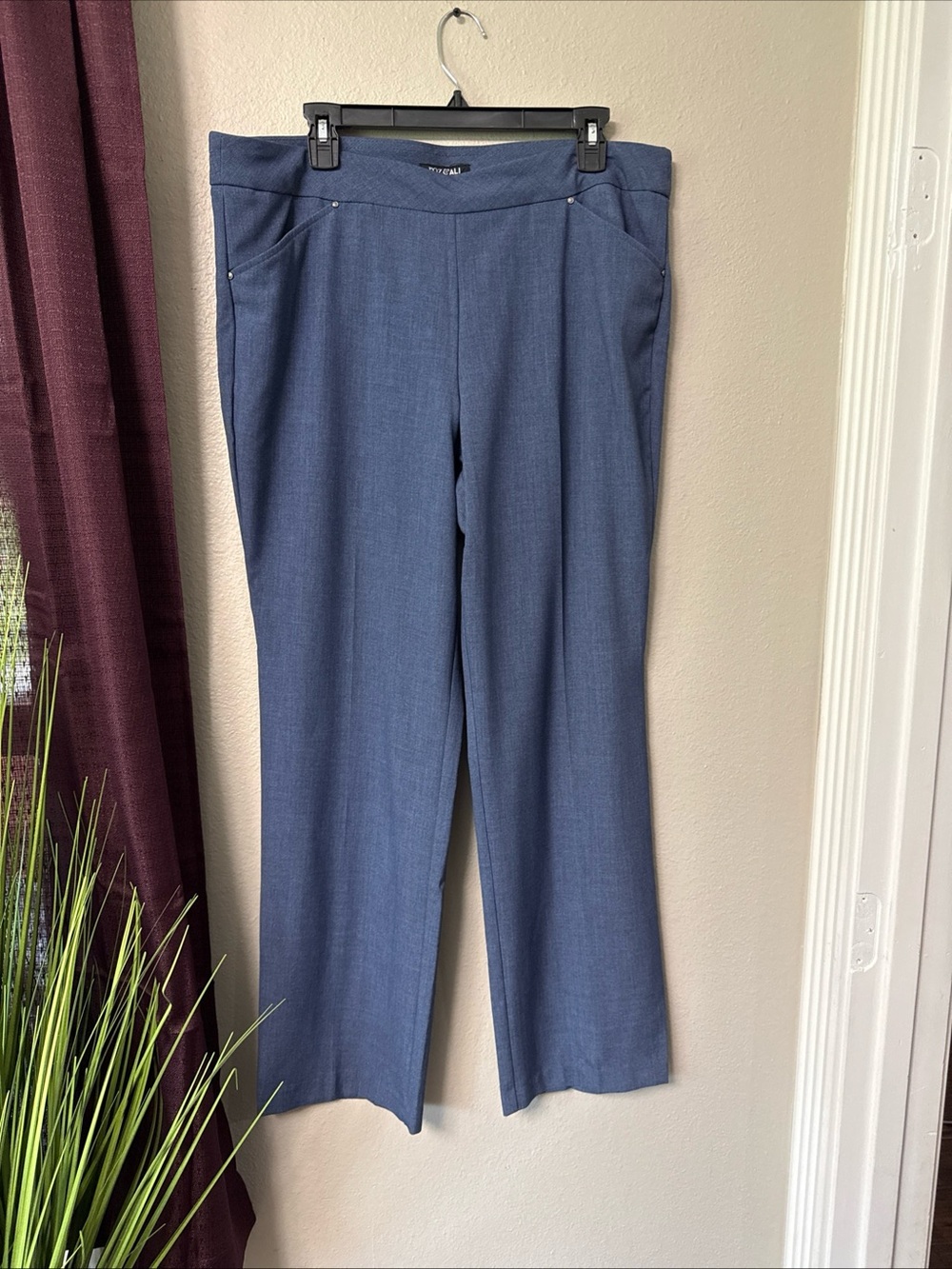 B2/1 Roz & Ali Womens Slate Blue Dress Pants Size 14